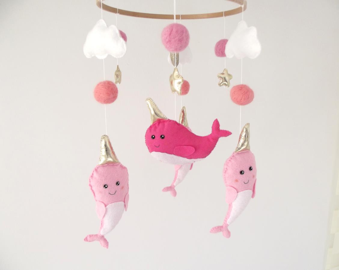 whale-crib-mobile-narwhal-baby-girl-nursery-mobile-pink-narwhal-nursery-decoration-ocean-baby-girl-mobile-whale-baby-girl-mobile-baby-shower-gift-gift-for-newborn-felt-under-the-sea-crib-mobile-nautical-mobile-narwhale-cot-mobile-baby-girl-room-0