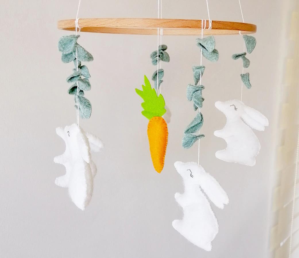 rabbit-sarrot-baby-crib-mobile-bunny-baby-mobile-white-here-mobile-felt-forest-mobile-baby-shower-gift-gift-for-newborn-infant-baby-bedroom-felt-mobile-neutral-nursery-cot-mobile-0