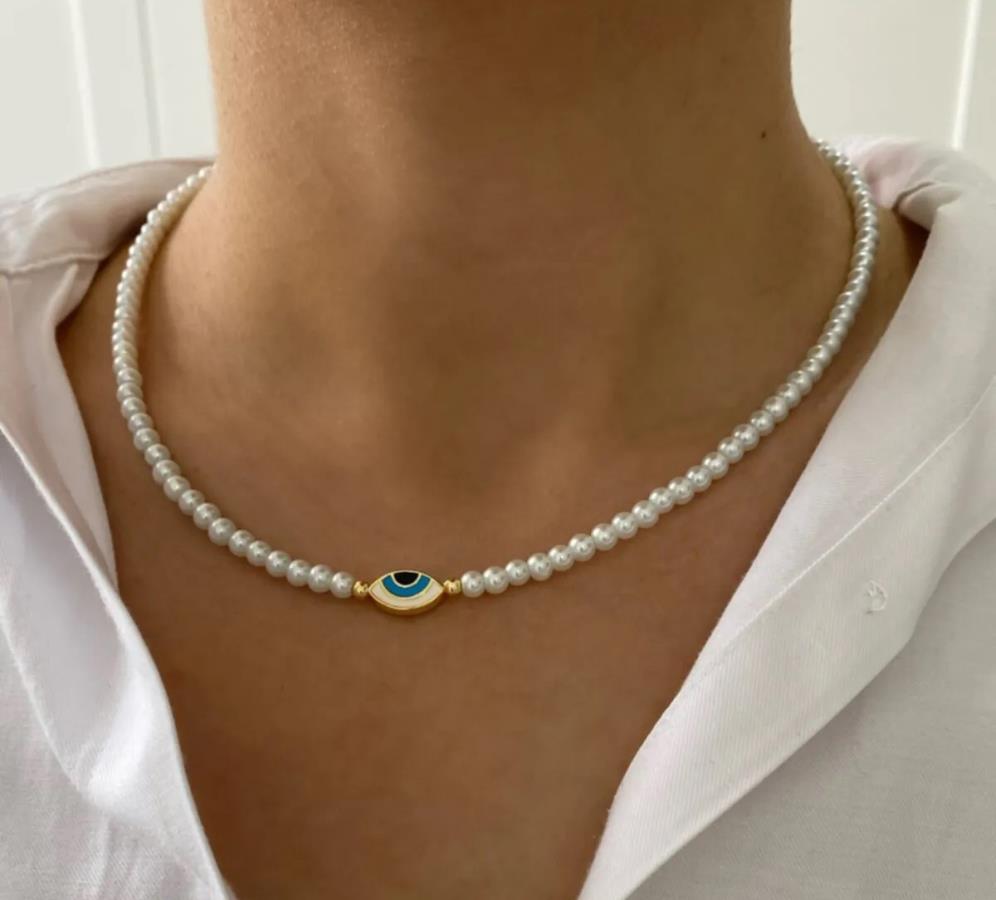 pearl-evil-eye-choker-protection-necklace-pearl-statement-necklace-dainty-evileye-choker-pearl-beaded-bold-choker-new-year-gift-for-her-bridesmaid-gift-necklace-gift-for-her-handmade-handcrafted-jewelry-0