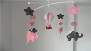 pink-elephant-baby-mobile-pink-felt-hot-air-balloon-baby-mobile-mobile-for-gir