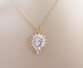 crystal-cz-leaf-pendant-chain-necklace-for-women-dainty-cubic-zirconia-charm-necklace-for-bridal-gorgeous-sparkling-leaf-necklace-gold-fashion-necklace-wedding-set-delicate-leaf-shaped-necklace-2
