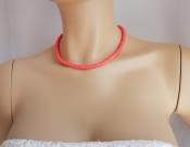 neon-orange-heishi-stack-necklace-polymer-clay-necklace